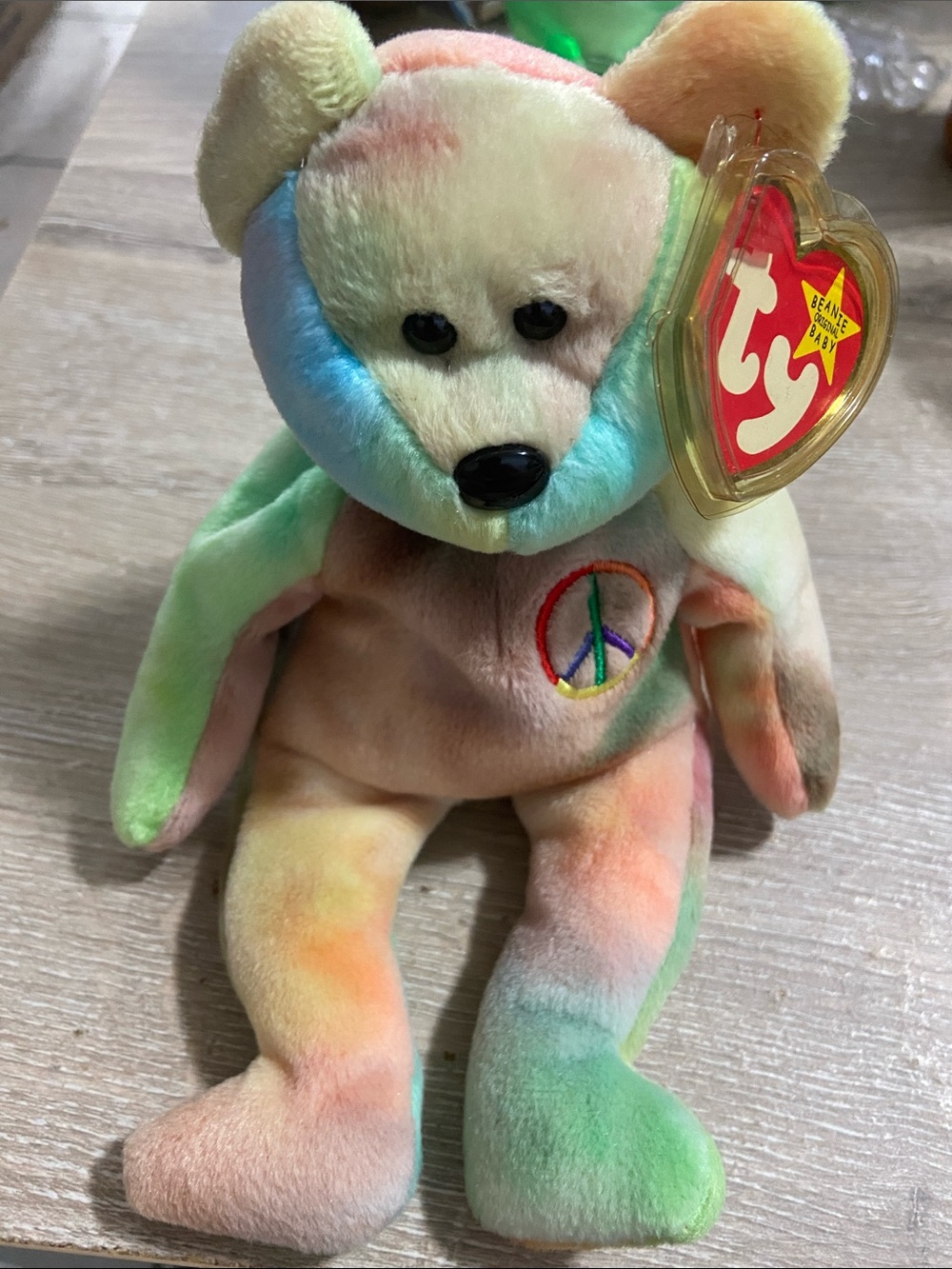 TY BEANIE BABIES - PEACE RETIRED BEAR 1996 With TAGS